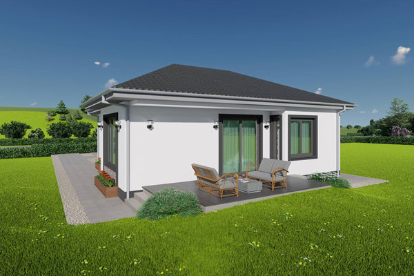 Model 3D exterior cladire rezidentiala fara etaj aspect modern si simplu