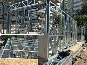 Montaj casa pe structura din profile metalice usoare P+1E in Bucuresti in etapa de executie thumbnail