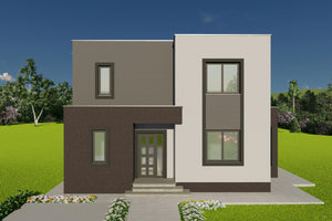 Perspectiva de zi fatada casa moderna pe structura metalica thumbnail