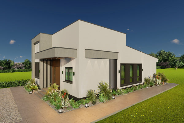Perspectiva exterioara casa structura metalica