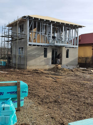 Placari exterioare fatade si acoperis cu fibrociment casa metalica 162 mp thumbnail