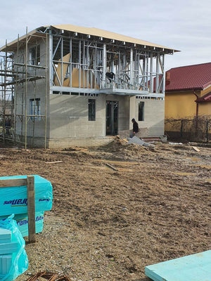 Placari exterioare fatade si acoperis cu fibrociment casa metalica 162 mp thumbnail
