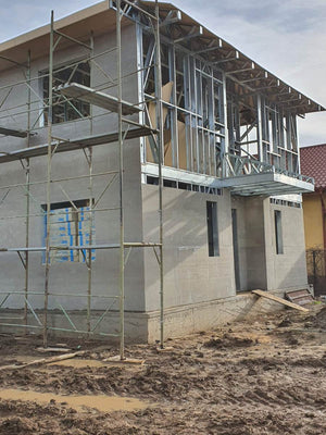 Placari exterioare fatade si acoperis cu fibrociment casa metalica 162 mp thumbnail