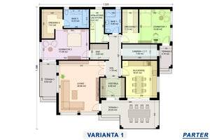 plan de compartimentare traditional proiect casa parter 2 dormitoare versiunea 1 thumbnail