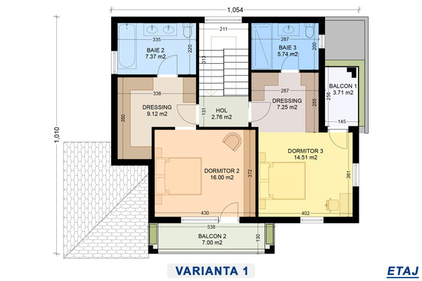 plan etaj casa eleganta etajata zidarie varianta 1
