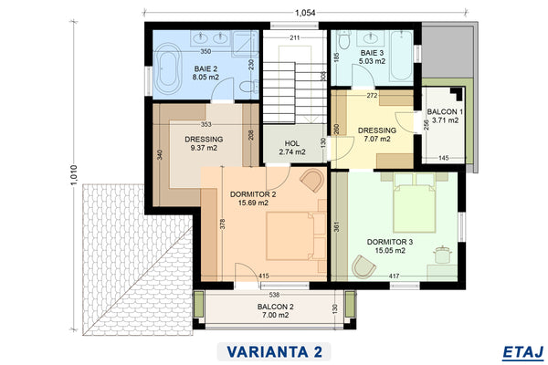 plan model locuinta din zidarie p+E varianta 2