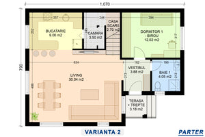 plan parter alternativa 2 open-space imobil pe structura metalica thumbnail