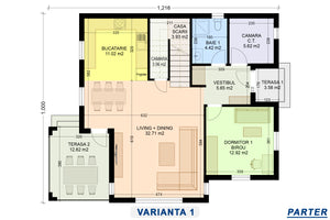 Plan parter Concept 1 proiect casa moderna cu etaj zona de zi open space thumbnail