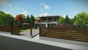 Proiect casa pe structura metalica cu etaj garaj dublu 061 - fatada de casa exterior video thumbnail