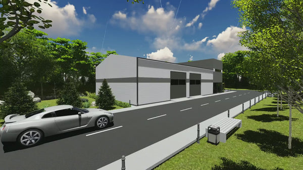 Constructie de hala metalica industriala proiect 387-002 - video