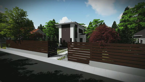 Proiect casa pe structura metalica cu etaj 120 mp 123-076 - fațada casei video