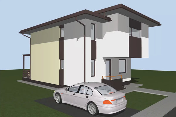 Proiect casa pe structura metalica cu etaj moderna 167-023 - video