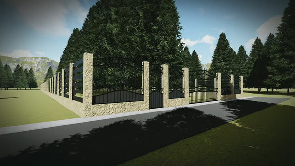 Constructie Gard din Piatra Naturala si Lemn Model GA16 - gard casa video