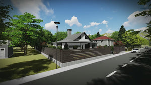 Proiect casa pe structura metalica moderna cu mansarda 048 - fatada de casa placata video thumbnail