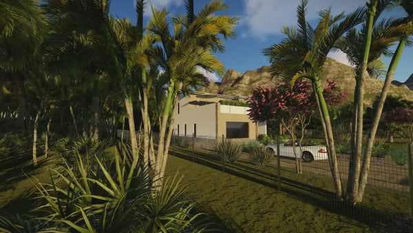 Proiect casa pe structura metalica cu etaj mediteraneana 065 - fatada casa cu piatra video