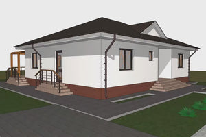 Proiect casa pe structura metalica parter cu 3 camere 160 mp - fatada de casa alba video thumbnail
