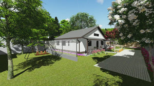 Proiect casa pe structura metalica 130 mp fara etaj 130-036 - fatada de casa alba video thumbnail