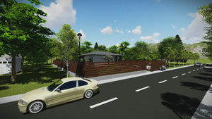 Proiect casa pe structura metalica cu 3 camere si 2 bai 044 - fatada de casa cu piatra video thumbnail