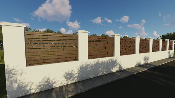 Constructie Gard cu Stalpi de Beton si Panouri Lemn GA07 - gard pentru casa video