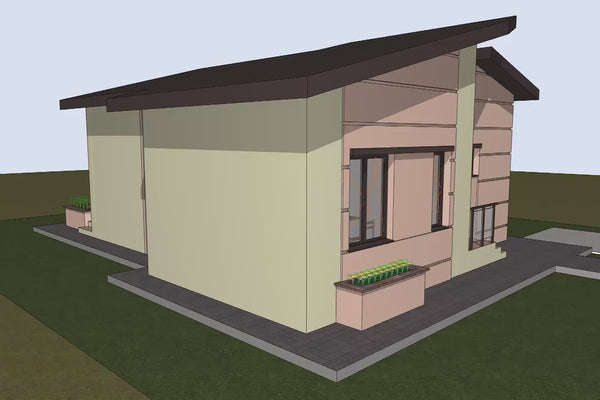 Proiect casa pe structura metalica 90 mp fara etaj 088-019 - model de fatada video
