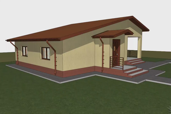 Proiect casa pe structura metalica cu terasa acoperita 115mp - fatada casei video