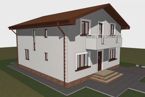 Proiect casa pe structura metalica cu terase si balcoane 005 - model de fatada video
