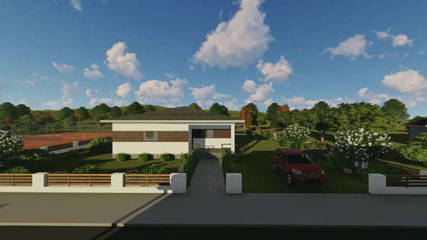 Proiect casa pe structura metalica parter 3 dormitoare 180mp - video