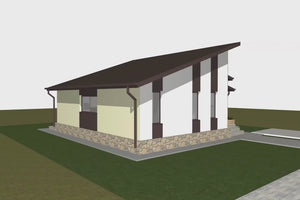 Proiect casa pe structura metalica moderna cu terasa 131-020 - fatada casa cu piatra video thumbnail