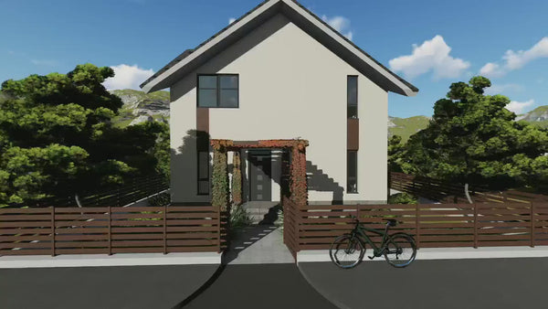 Proiect casa pe structura metalica cu etaj 180 mp 180-070 - model fatada video