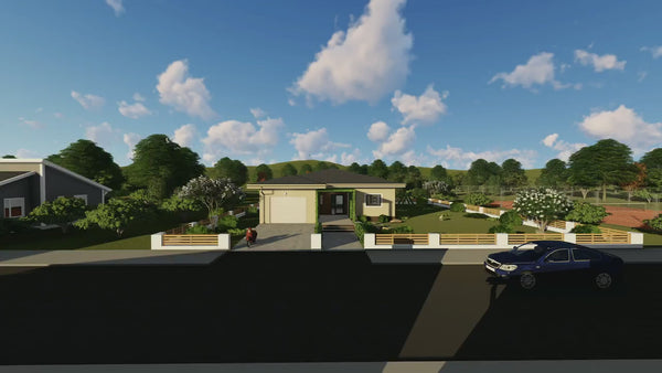 Proiect casa pe structura metalica pe un nivel cu terasa 047 - fatada cu lemn video