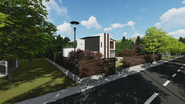 Proiect casa pe structura metalica modern pe 2 nivele 057 - fatada de casa moderna video