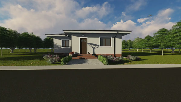 Proiect casa pe structura metalica mica parter 90 mp 088-073 - fatada casa imagine 3