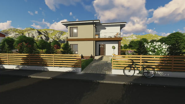 Proiect casa pe structura metalica cu 3 dormitoare 3 bai 034 - fatada de casa exterior video