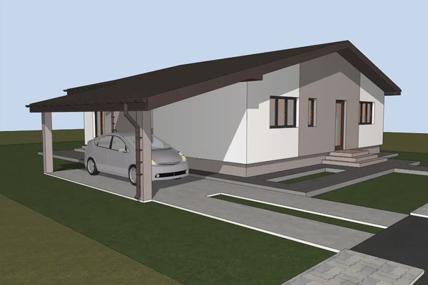 Proiect casa pe structura metalica cu terasa si garaj 178 mp - fatada de casa exterior video