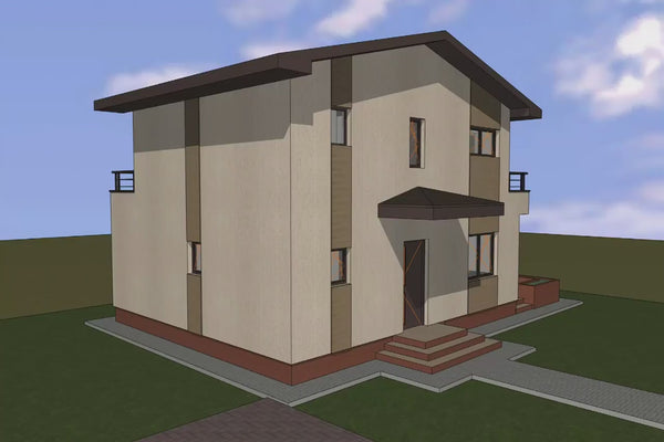 Proiect casa pe structura metalica 180 mp cu etaj 176-030 - fatada casa video