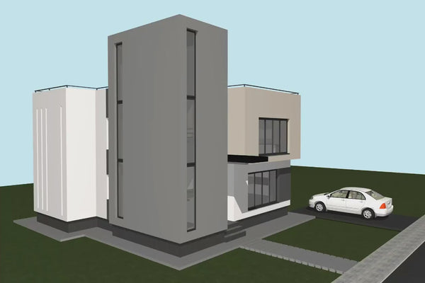 Proiect casa pe structura metalica fara acoperis cu etaj 025 - fatada de casa exterior video