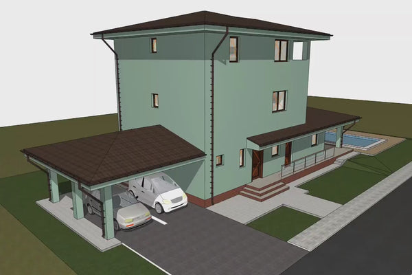 Proiect casa pe structura metalica cu 2 etaje 294-007 - fatada casa exterior video