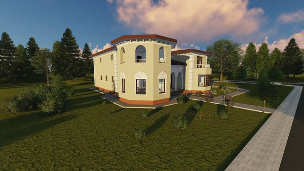 Proiect casa pe structura metalica de lux cu etaj 570-028 - fatada casei video
