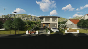 Proiect casa pe structura metalica cu etaj 5 dormitoare 051 - model de fatada video thumbnail