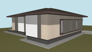Proiect casa pe structura metalica moderna pe un nivel 120mp - fatada de casa exterior video thumbnail