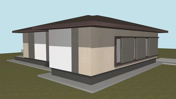 Proiect casa pe structura metalica moderna pe un nivel 120mp - fatada de casa exterior video
