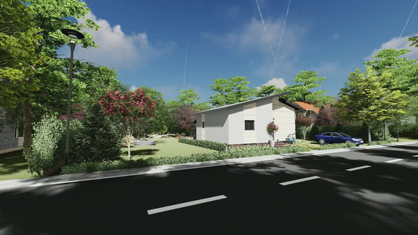 Proiect casa pe structura metalica mica de 110 mp 108-049 - fatada casei video