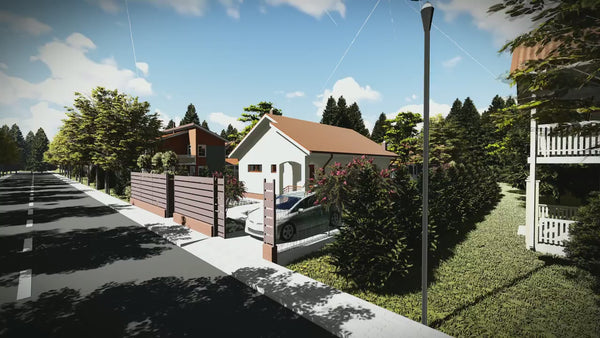 Proiect casa pe structura metalica mica cu terasa 112-090 - fatada de casa alba video
