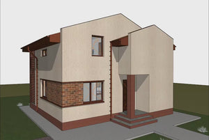 Proiect casa pe structura metalica cu etaj 2 dormitoare 001 - fatada de casa moderna video thumbnail