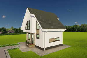 prezentare 3D fatada laterala constructie casa din zidarie de 100 mp thumbnail