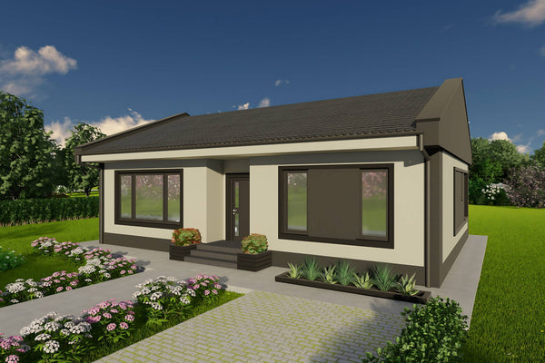 Proiect casa 120 mp fara etaj pe structura metalica fatade poza 2