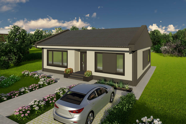 Proiect casa 120 mp fara etaj pe structura metalica fatade poza 14