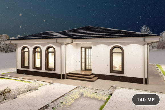 Proiect casa 3 dormitoare 2 bai fara etaj structura metalica poza 1