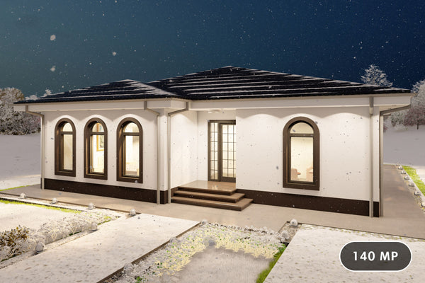 Proiect casa 3 dormitoare 2 bai fara etaj structura metalica poza 1