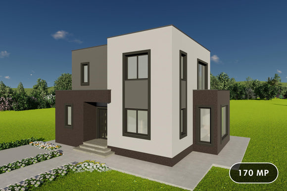 Proiect casa 3 dormitoare cu etaj structura metalica 170-167